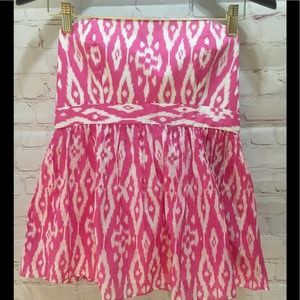 Milly of New York Pink & White Ikat Strapless Top - Size 6